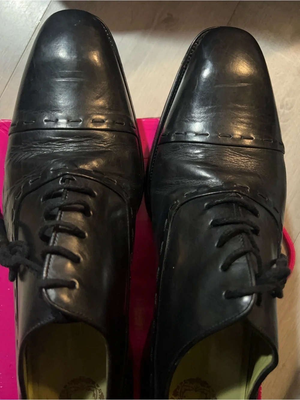 Mezlan Brizio Black Leather Cap Toe Oxfords- Size 13 M filigree Crest